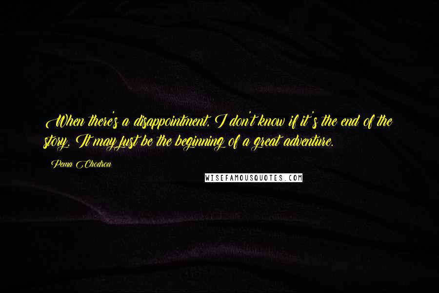 Pema Chodron Quotes: When there's a disappointment, I don't know if it's the end of the story. It may just be the beginning of a great adventure.