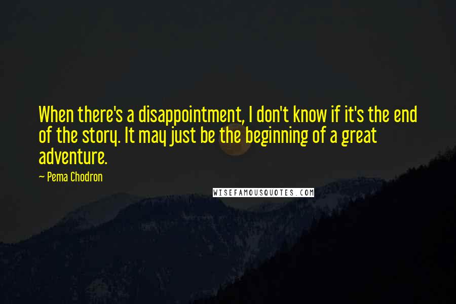 Pema Chodron Quotes: When there's a disappointment, I don't know if it's the end of the story. It may just be the beginning of a great adventure.