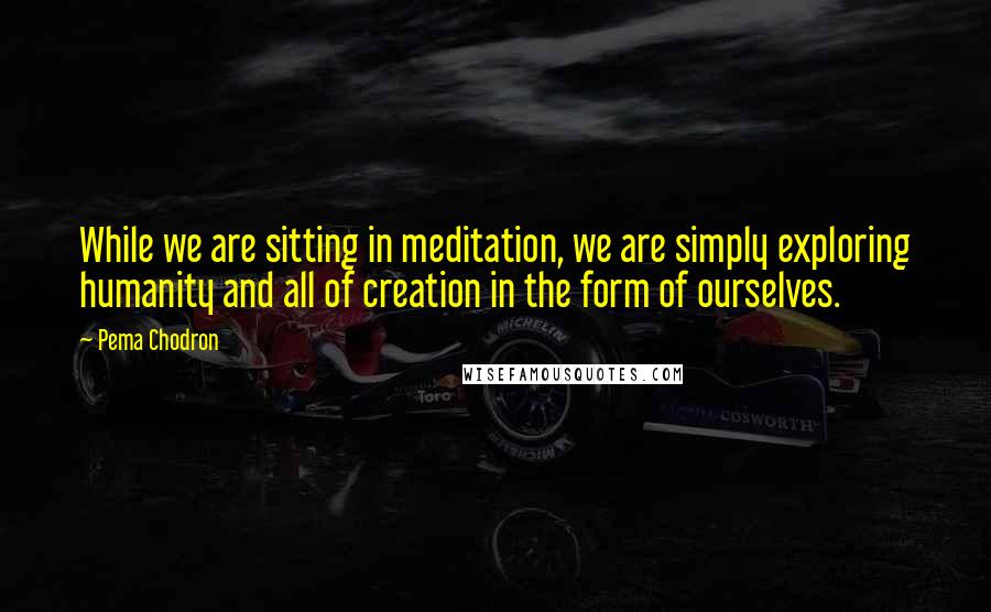 Pema Chodron Quotes: While we are sitting in meditation, we are simply exploring humanity and all of creation in the form of ourselves.