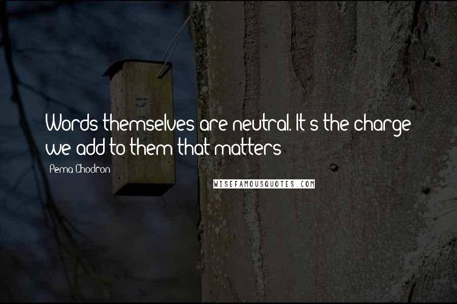 Pema Chodron Quotes: Words themselves are neutral. It's the charge we add to them that matters