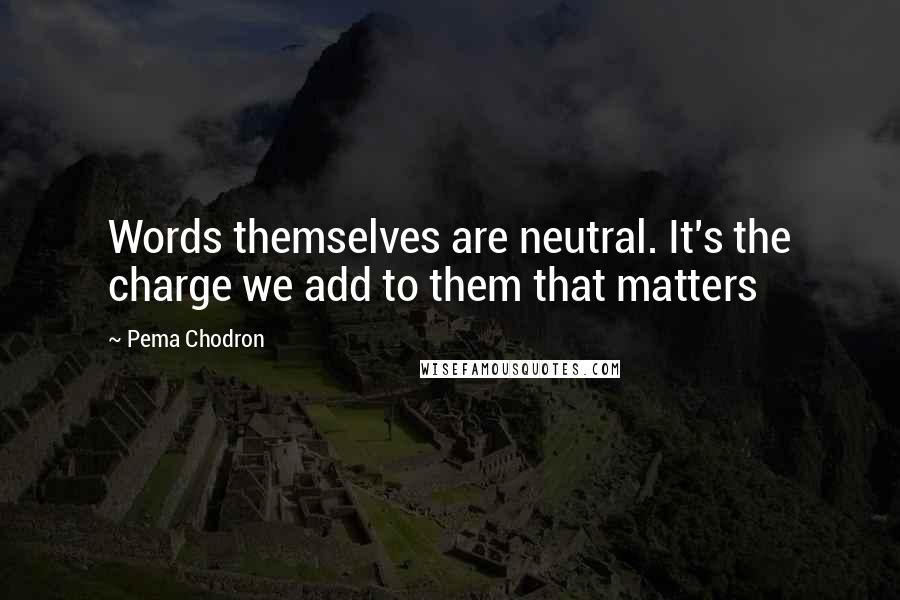 Pema Chodron Quotes: Words themselves are neutral. It's the charge we add to them that matters