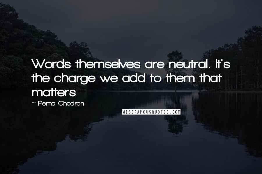 Pema Chodron Quotes: Words themselves are neutral. It's the charge we add to them that matters