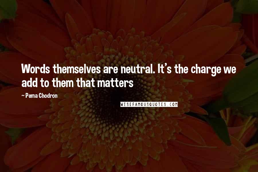 Pema Chodron Quotes: Words themselves are neutral. It's the charge we add to them that matters