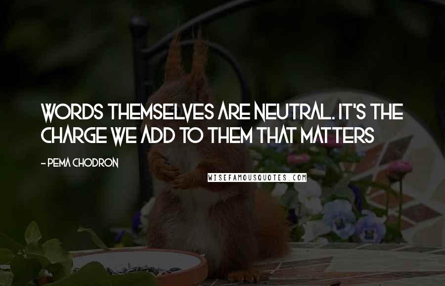 Pema Chodron Quotes: Words themselves are neutral. It's the charge we add to them that matters