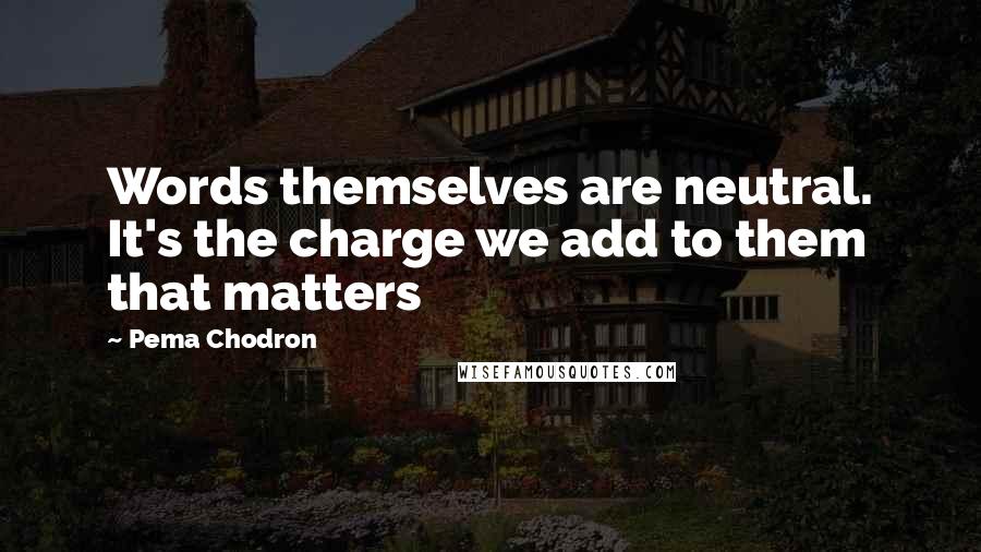 Pema Chodron Quotes: Words themselves are neutral. It's the charge we add to them that matters