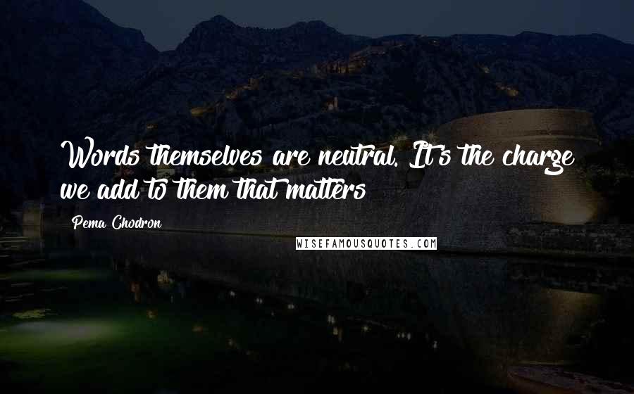 Pema Chodron Quotes: Words themselves are neutral. It's the charge we add to them that matters