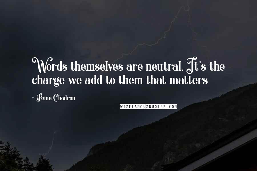 Pema Chodron Quotes: Words themselves are neutral. It's the charge we add to them that matters