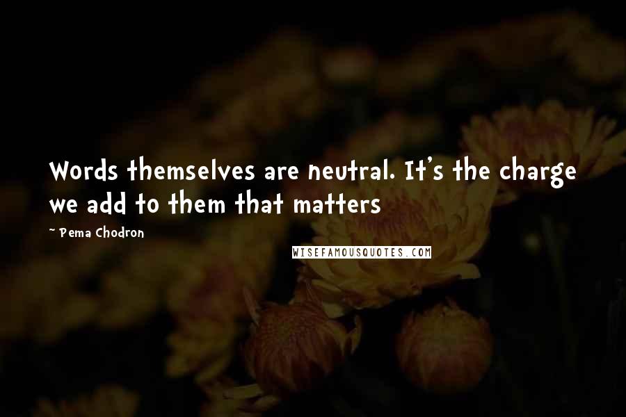 Pema Chodron Quotes: Words themselves are neutral. It's the charge we add to them that matters