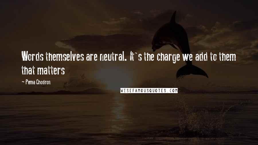 Pema Chodron Quotes: Words themselves are neutral. It's the charge we add to them that matters