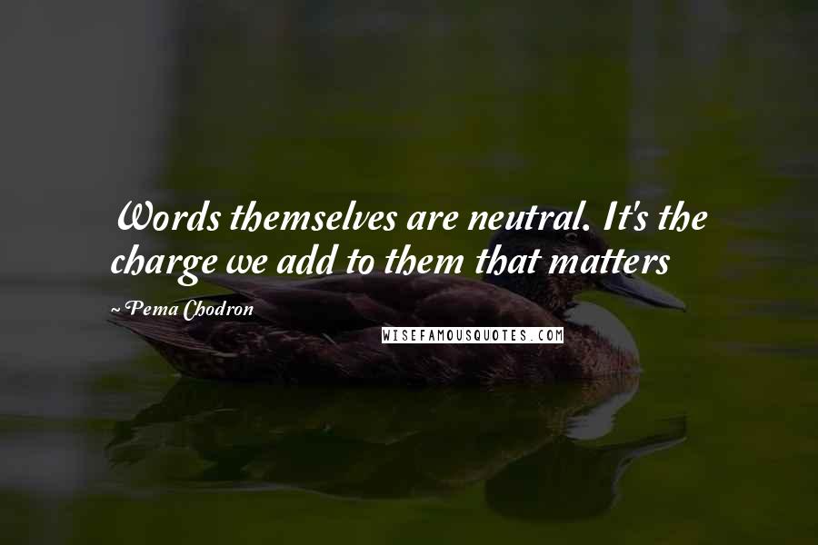 Pema Chodron Quotes: Words themselves are neutral. It's the charge we add to them that matters