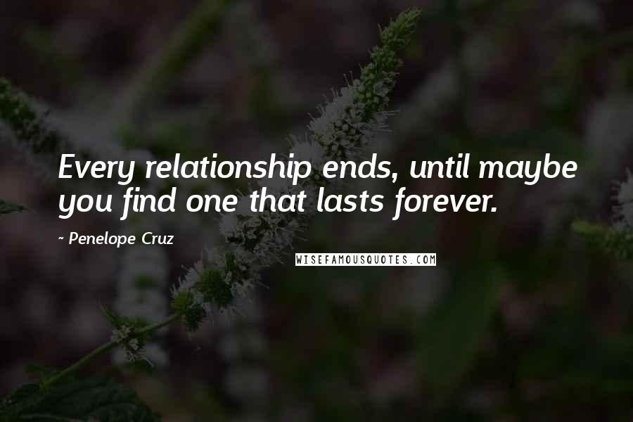 Penelope Cruz Quotes: Every relationship ends, until maybe you find one that lasts forever.