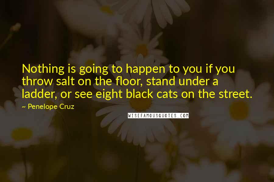 Penelope Cruz Quotes: Nothing is going to happen to you if you throw salt on the floor, stand under a ladder, or see eight black cats on the street.