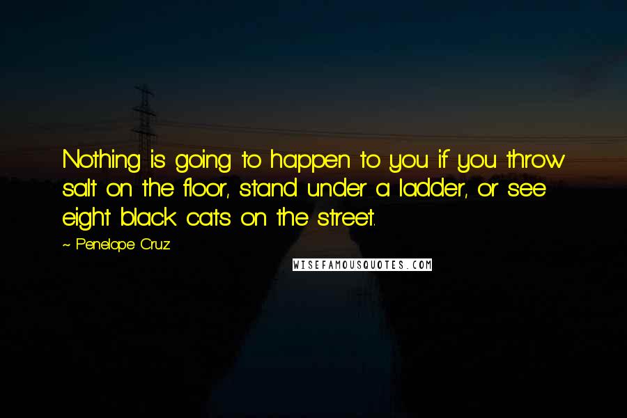 Penelope Cruz Quotes: Nothing is going to happen to you if you throw salt on the floor, stand under a ladder, or see eight black cats on the street.