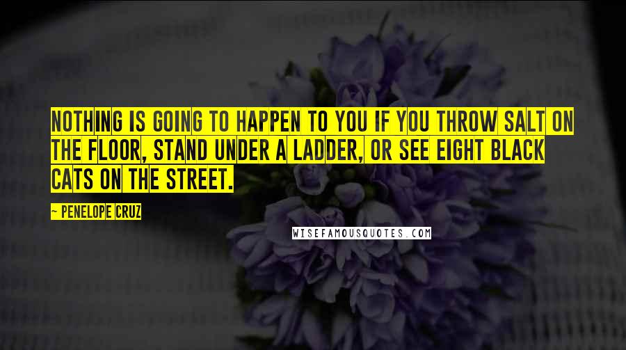 Penelope Cruz Quotes: Nothing is going to happen to you if you throw salt on the floor, stand under a ladder, or see eight black cats on the street.