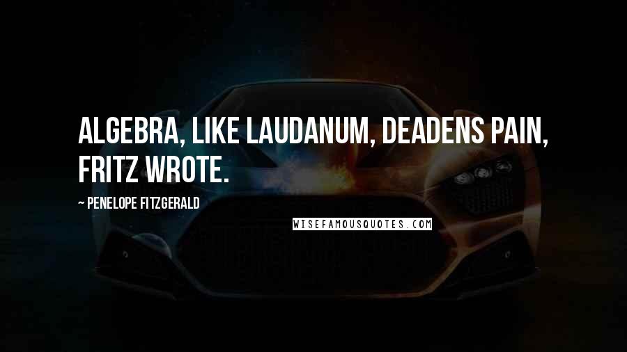 Penelope Fitzgerald Quotes: Algebra, like laudanum, deadens pain, Fritz wrote.