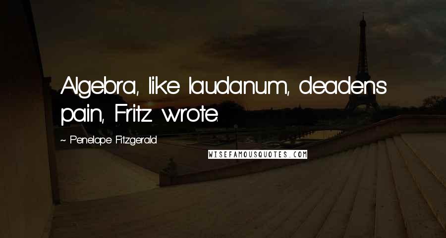 Penelope Fitzgerald Quotes: Algebra, like laudanum, deadens pain, Fritz wrote.