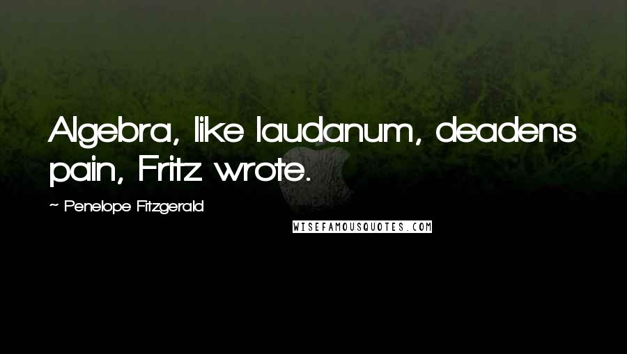 Penelope Fitzgerald Quotes: Algebra, like laudanum, deadens pain, Fritz wrote.