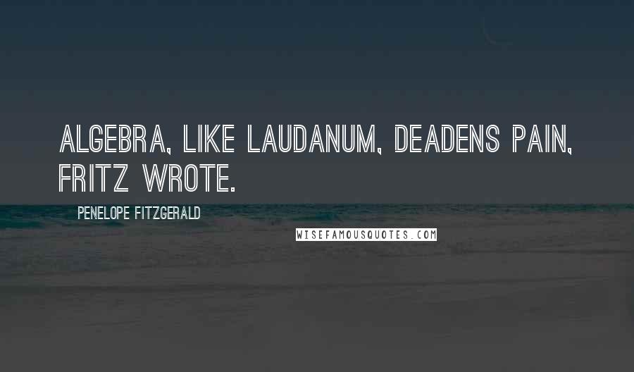 Penelope Fitzgerald Quotes: Algebra, like laudanum, deadens pain, Fritz wrote.