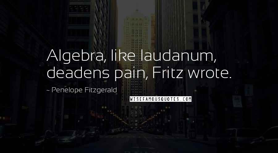 Penelope Fitzgerald Quotes: Algebra, like laudanum, deadens pain, Fritz wrote.