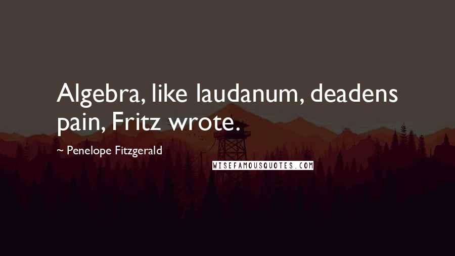 Penelope Fitzgerald Quotes: Algebra, like laudanum, deadens pain, Fritz wrote.