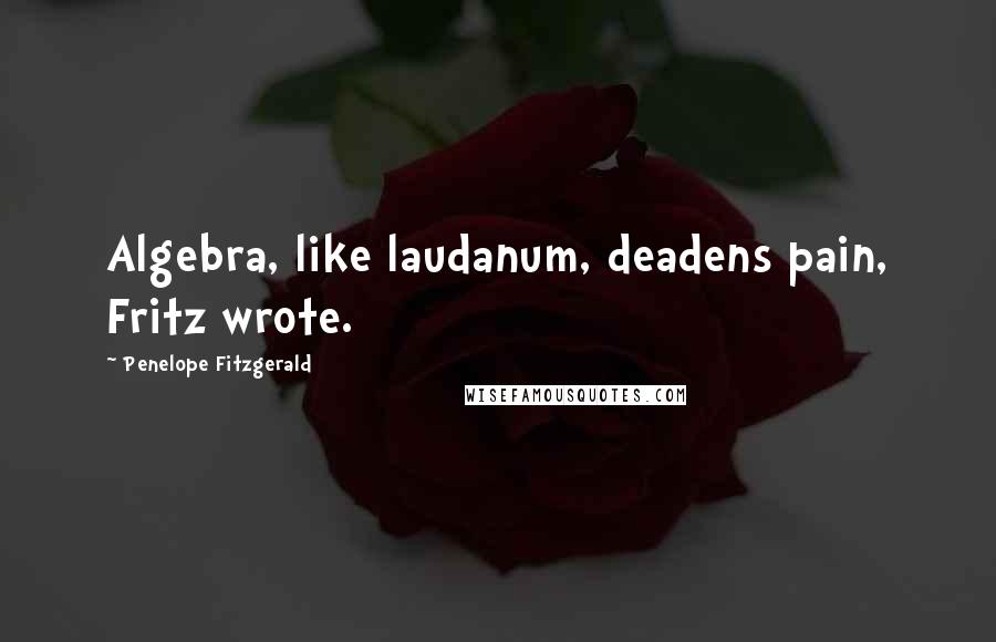 Penelope Fitzgerald Quotes: Algebra, like laudanum, deadens pain, Fritz wrote.