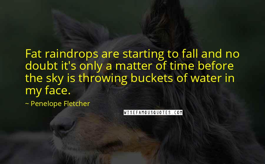 Penelope Fletcher Quotes: Fat raindrops are starting to fall and no doubt it's only a matter of time before the sky is throwing buckets of water in my face.