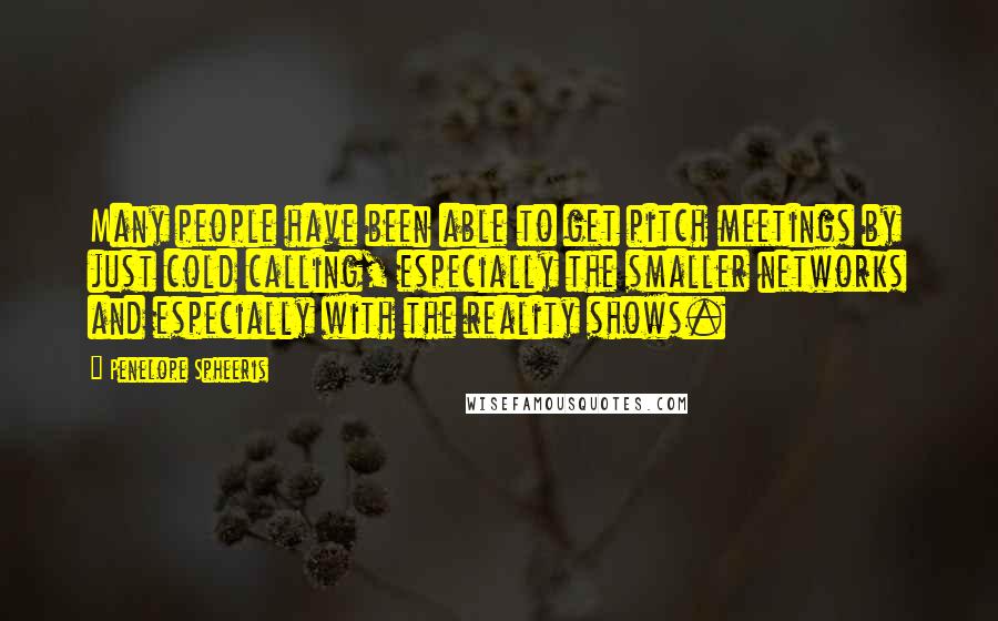 Penelope Spheeris Quotes: Many people have been able to get pitch meetings by just cold calling, especially the smaller networks and especially with the reality shows.