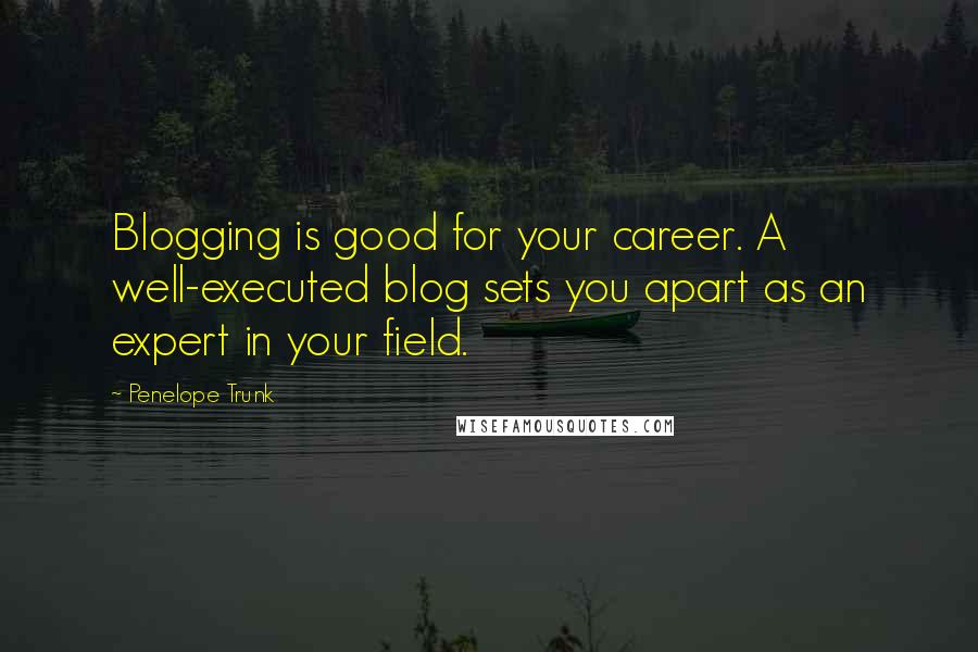 Penelope Trunk Quotes: Blogging is good for your career. A well-executed blog sets you apart as an expert in your field.