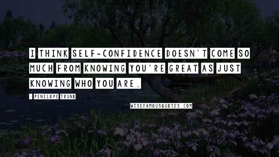 Penelope Trunk Quotes: I think self-confidence doesn't come so much from knowing you're great as just knowing who you are.