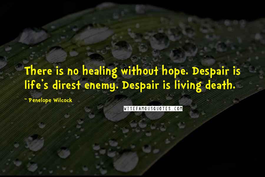 Penelope Wilcock Quotes: There is no healing without hope. Despair is life's direst enemy. Despair is living death.