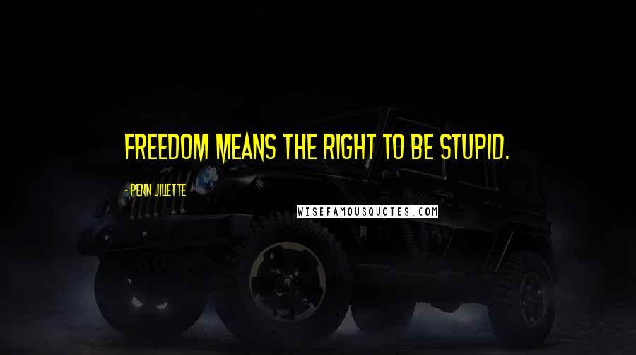 Penn Jillette Quotes: Freedom means the right to be stupid.