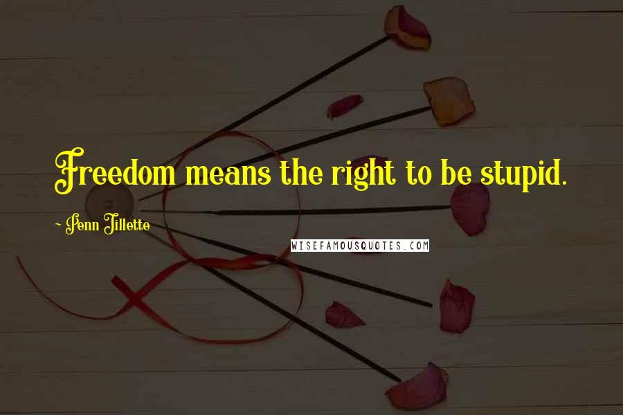 Penn Jillette Quotes: Freedom means the right to be stupid.
