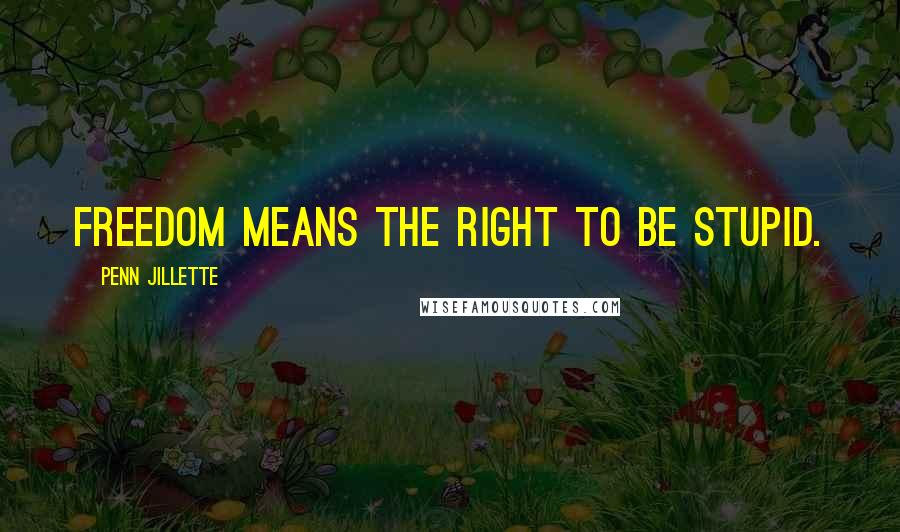 Penn Jillette Quotes: Freedom means the right to be stupid.