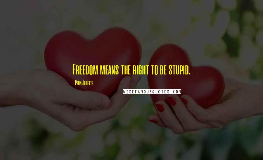 Penn Jillette Quotes: Freedom means the right to be stupid.