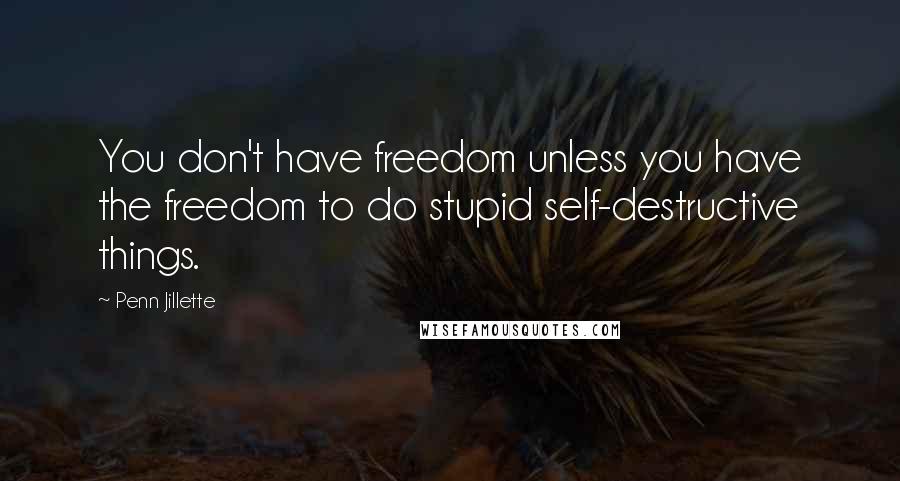 Penn Jillette Quotes: You don't have freedom unless you have the freedom to do stupid self-destructive things.