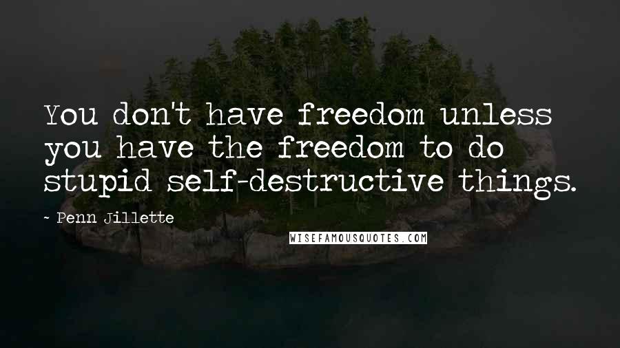 Penn Jillette Quotes: You don't have freedom unless you have the freedom to do stupid self-destructive things.