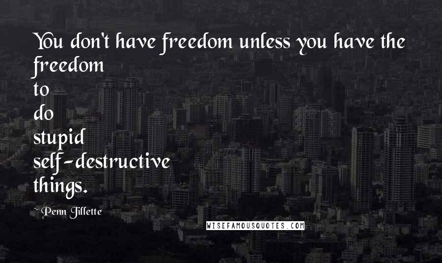 Penn Jillette Quotes: You don't have freedom unless you have the freedom to do stupid self-destructive things.