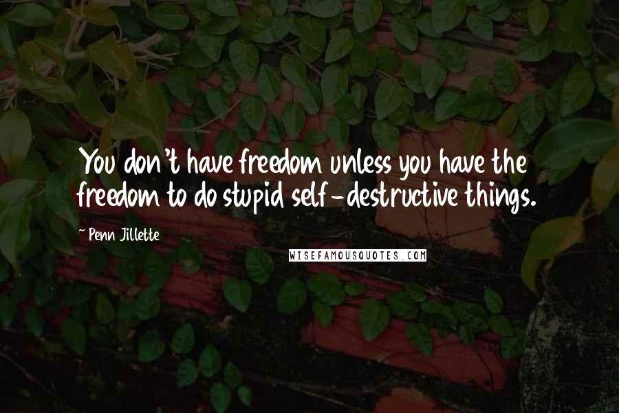 Penn Jillette Quotes: You don't have freedom unless you have the freedom to do stupid self-destructive things.