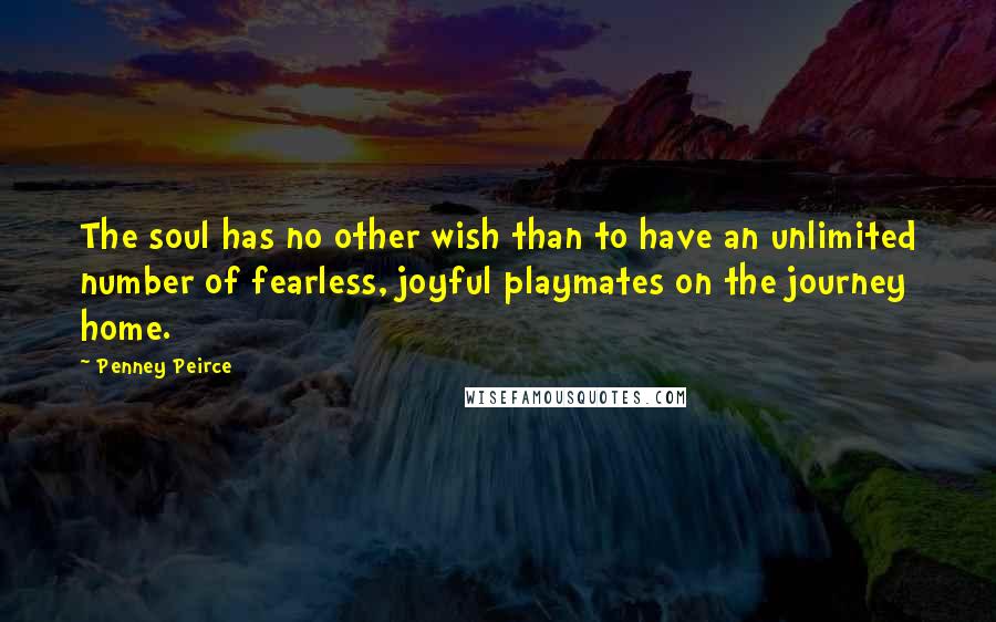 Penney Peirce Quotes: The soul has no other wish than to have an unlimited number of fearless, joyful playmates on the journey home.