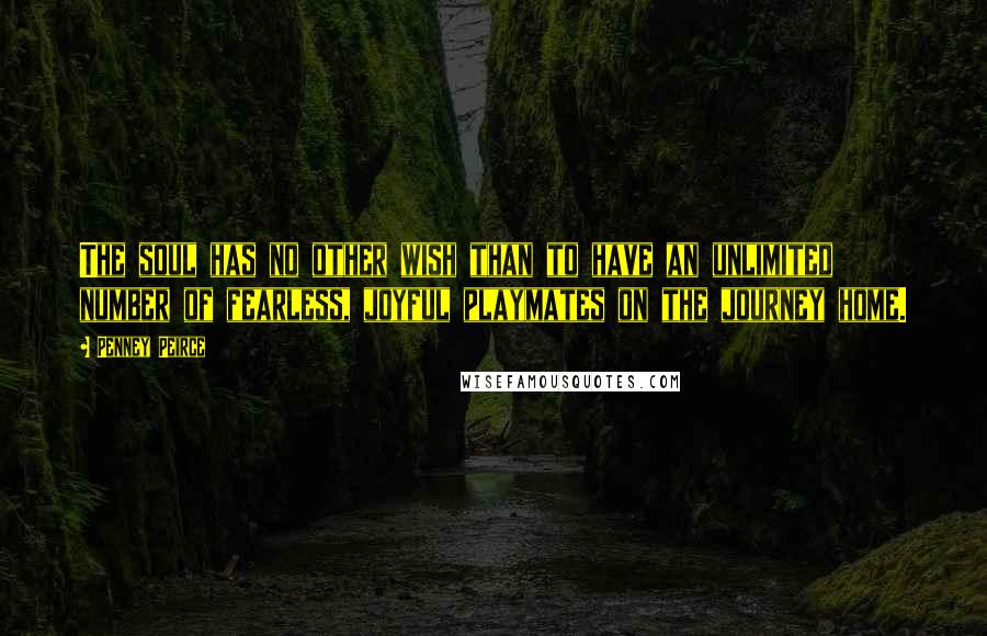 Penney Peirce Quotes: The soul has no other wish than to have an unlimited number of fearless, joyful playmates on the journey home.