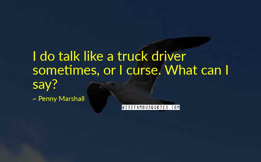 Penny Marshall Quotes: I do talk like a truck driver sometimes, or I curse. What can I say?
