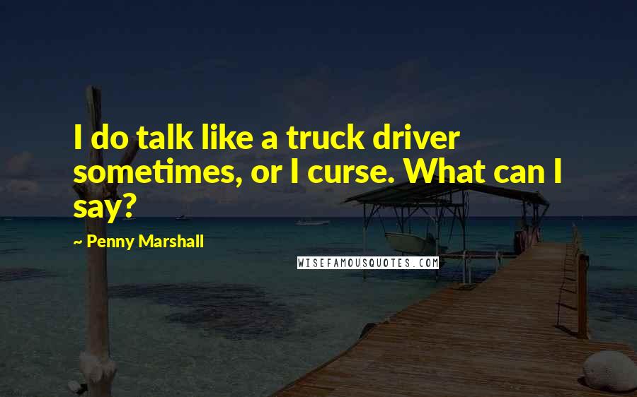 Penny Marshall Quotes: I do talk like a truck driver sometimes, or I curse. What can I say?