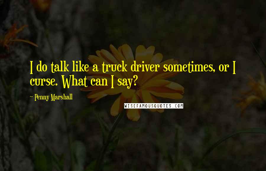 Penny Marshall Quotes: I do talk like a truck driver sometimes, or I curse. What can I say?