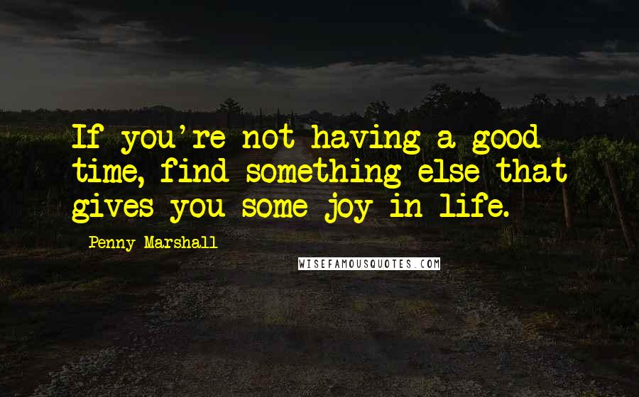 Penny Marshall Quotes: If you're not having a good time, find something else that gives you some joy in life.