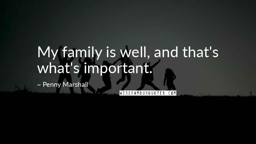 Penny Marshall Quotes: My family is well, and that's what's important.