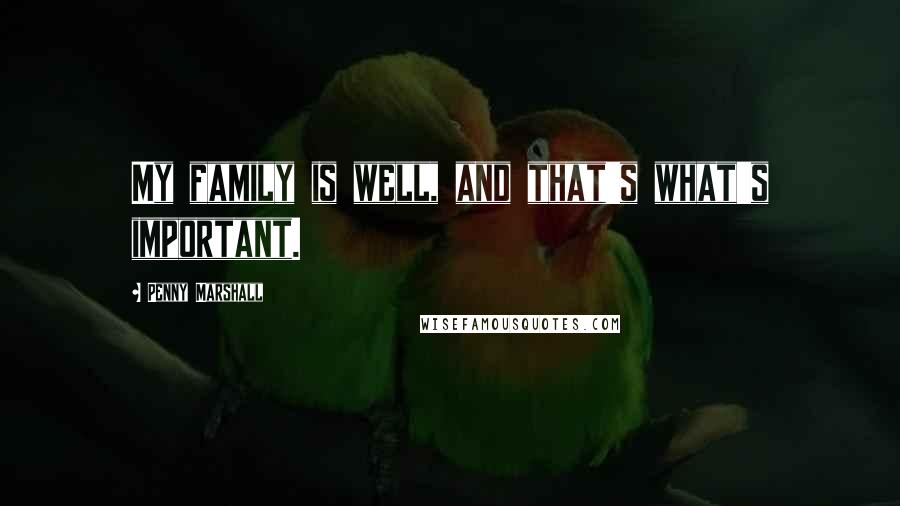 Penny Marshall Quotes: My family is well, and that's what's important.