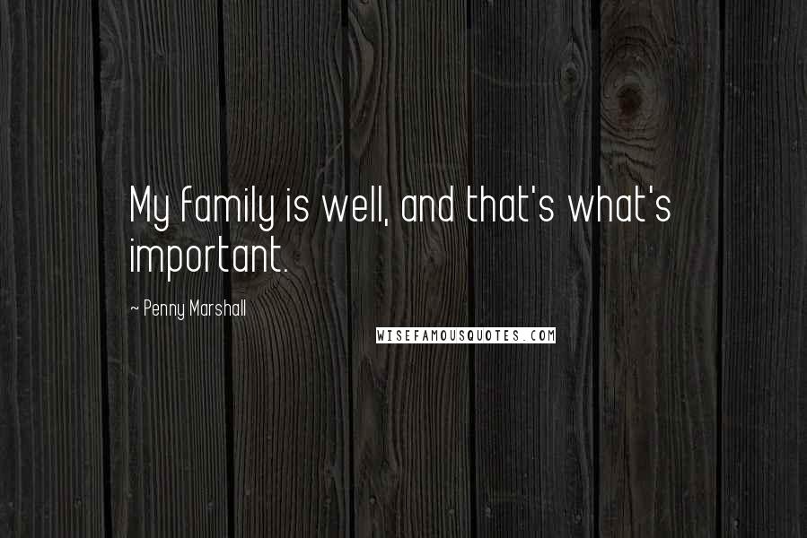 Penny Marshall Quotes: My family is well, and that's what's important.