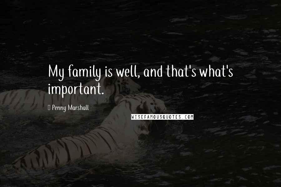 Penny Marshall Quotes: My family is well, and that's what's important.