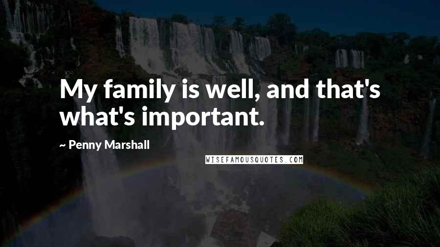 Penny Marshall Quotes: My family is well, and that's what's important.