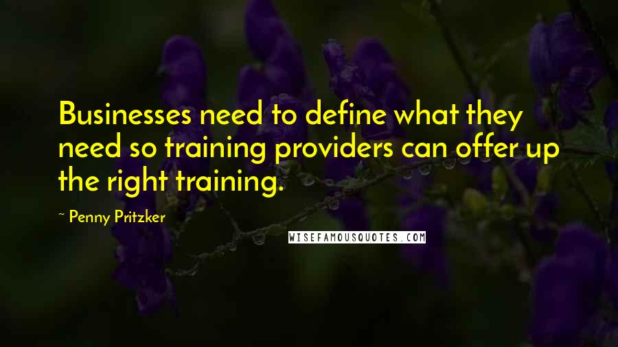 Penny Pritzker Quotes: Businesses need to define what they need so training providers can offer up the right training.